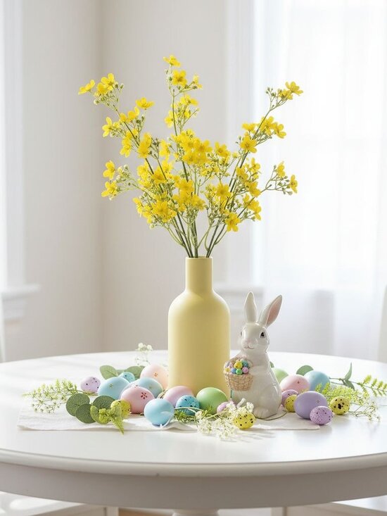 Buttercup Yellow Dogwood Stems Faux Wax Flower Yellow Floral Spring Decor 24 Inc - Picture 11 of 13